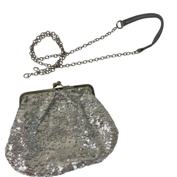 Silver sparkle evening bag with removable strap - Picture 2 of 4